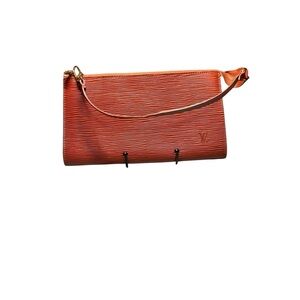 Louis Vuitton Epi Accessoires Pochette Kenyan Fawn Cognac Leather Pouch Bag GUC